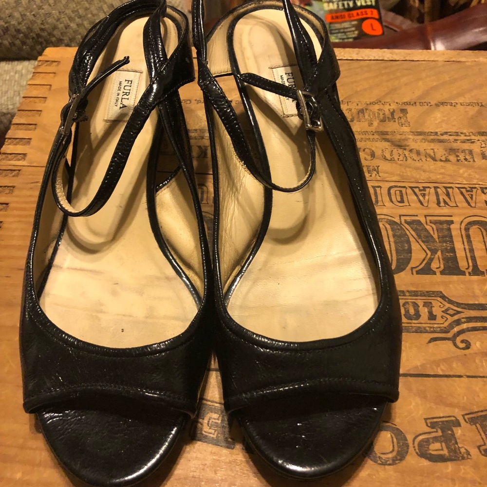 Furla Patent Leather Slingback Heels Size 37.5